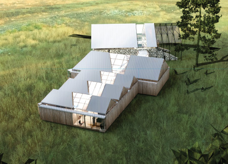 Timber and Stone Harmony in a Latvian Community Space