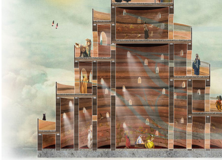 Spiraling Structure of Rammed Earth and Glass Enhancing Wetland Observation