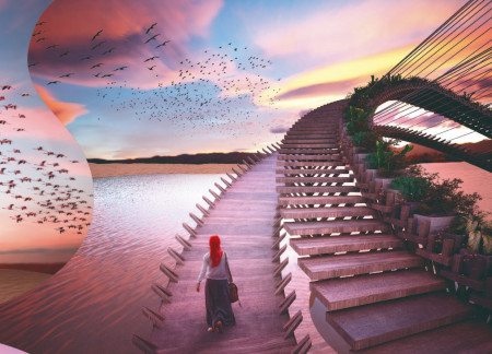 Teak Observation Platform Integrated with Natural Wetlands