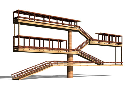 Bamboo Ramps Elevate Natural Observation in Timber Tower