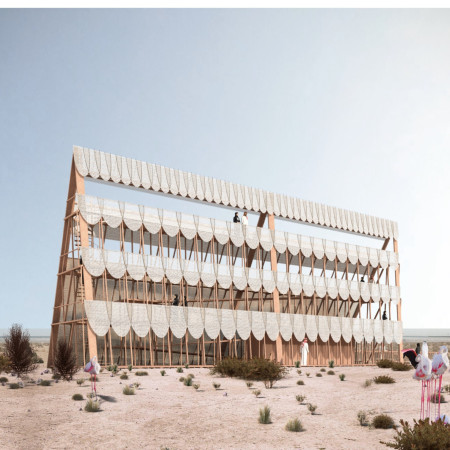 An Eco-Friendly Ribbed Timber Tower for Observing Wildlife in Abu Dhabi