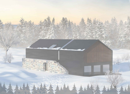 Forest Integration with Polycarbonate Walls and Local Wood Elements