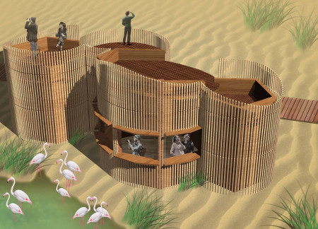 Wooden Sunshades Framing Natural Observatories Within Ecological Landscapes