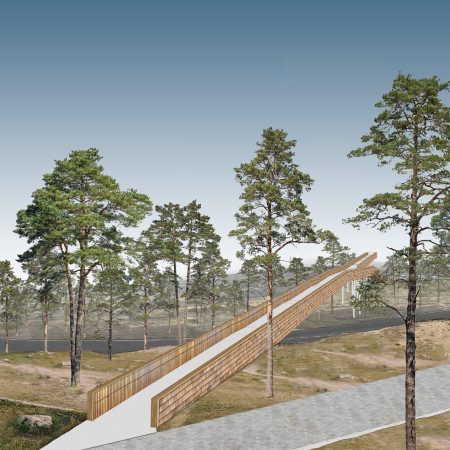 Cantilevered Observation Above Water with Corten Steel and Wooden Shingles