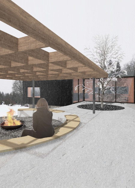 Charred Timber Pavilions Integrating Natural Light in a Workshop Retreat