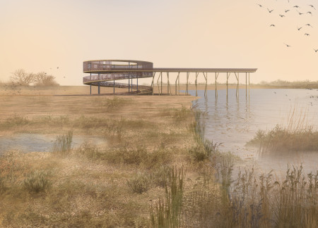 Wooden Shades over Wetlands Encourage Quiet Observation