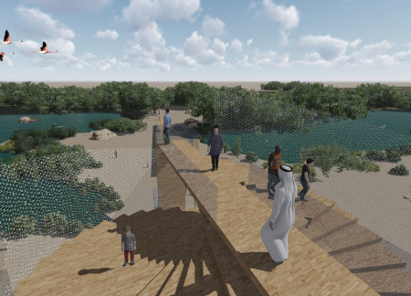 Cross Laminated Timber Observation Tower with Integrated Boardwalk in Wetland Habitat