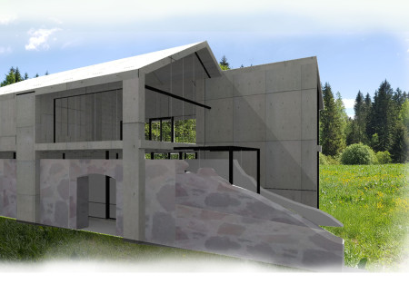 Floating Glass Facades Above a Historical Barn Informed by Synaptic Connections