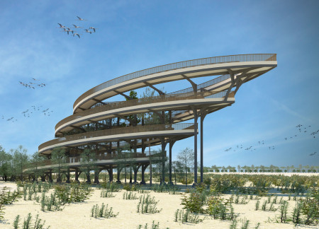 Floating Boardwalks and Oval Geometry Enhancing Bird Observation