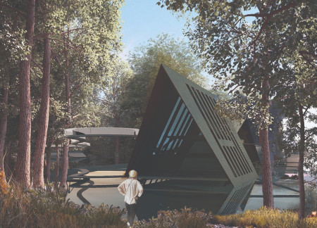 Sunken Earth Structures Embracing Water and Nature