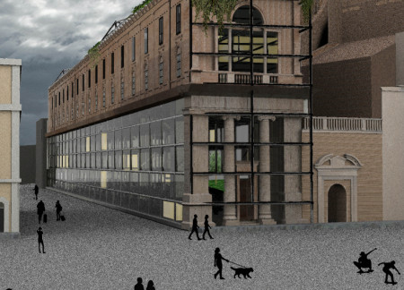 Scrim-Enhanced Living Spaces with Integrated Greenery in a Historic Context