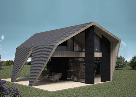 Terraced Huts with Functional Fireplaces for Communal Living