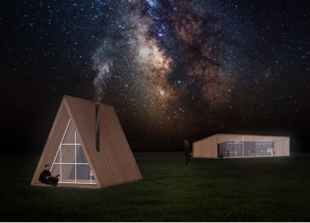 Charred Wooden Shingles and Transparent Facades in a Community-Centric Outdoor Retreat