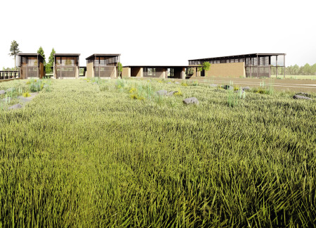 Rammed Earth Walls and Wooden Spaces in a Creative Retreat for Poets