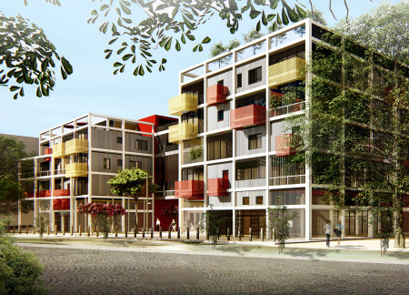 Communal Living Enhanced by Prefabricated Concrete and Perforated Steel