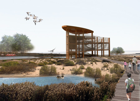 Timber Platforms Suspended in a Natural Landscape with Rope Cladding