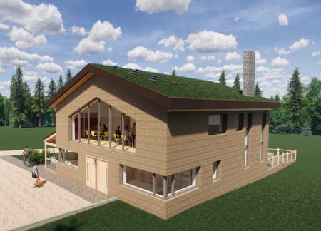 Reclaimed Stone and 3-D Printed Clay Blend in an Accessible Community Hub