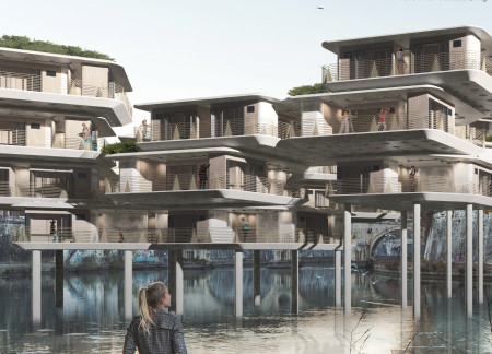 Modular Co-Living Spaces with Precast Concrete and Communal Gardens