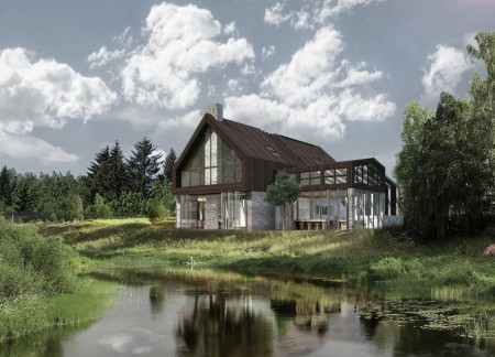 Natural Light-Filled Retreat Crafted from Seamless Stone and Walnut Wood