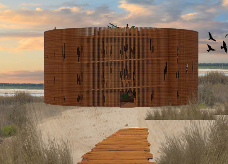 Multi-Layered Cross-Laminated Tower for Wildlife Observation