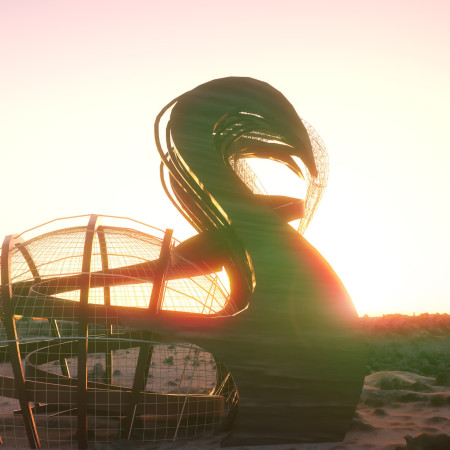 Timber Mesh Observation Tower Inspired by Flamingo Anatomy