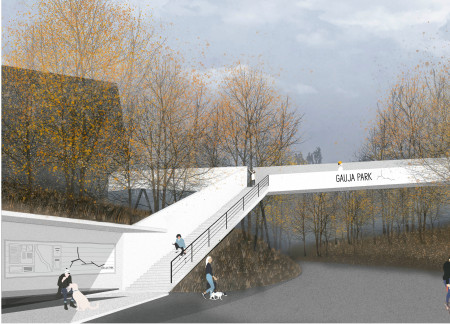 Lightweight Footbridge with Steel Supports Enhancing Nature Observation