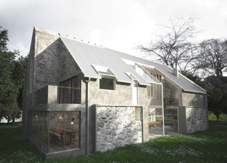 A Sustainable Retreat Integrating Stone and Wood