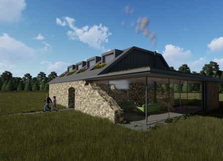 Living Roof Lodge with Timber Canopy and Biomass Heating