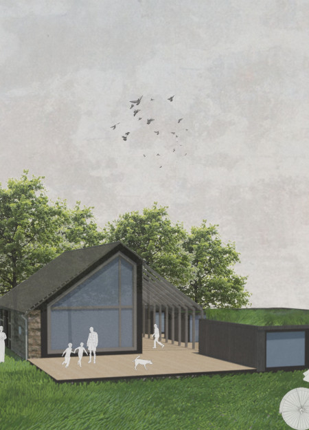 Charred Timber and Green Roofs in a Functional Guest House for Tea Makers