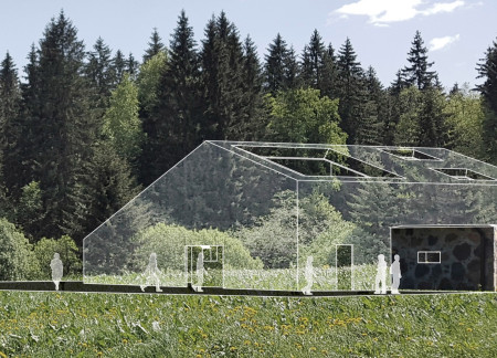 Natural Stone Walls and Light Wood Structure Define a Tranquil Space for Reflection and Tea Preparation