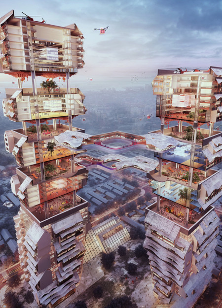 Biomimetic Fiber and Integrated Healthcare in Courtyard Residences for Seniors