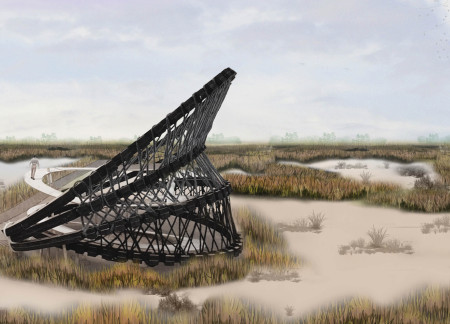 Weaving Nature with Date Palms in a Towering Habitat Observation Space