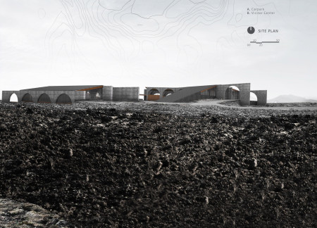 Rooftop Walks Amid Lava Rock Formations with Timber Integration