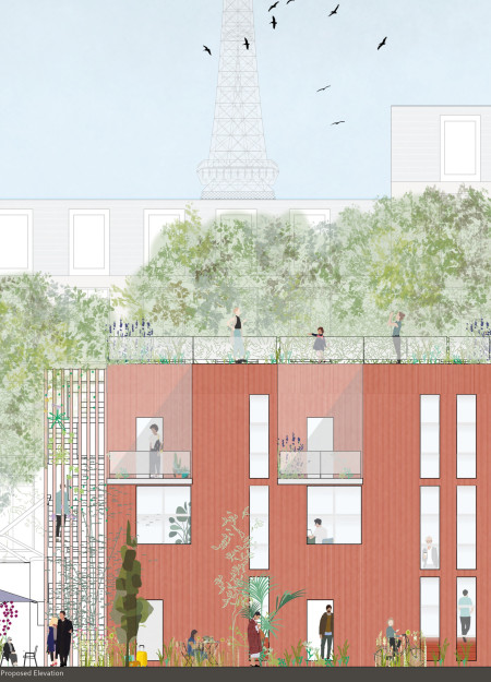 Rooftop Gardens with Cross Laminated Timber Housing Along Parisian Boulevards
