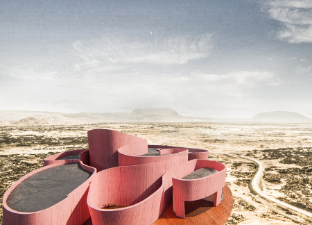 An Exhibition and Co-Working Hub Inspired by Volcanic Forms