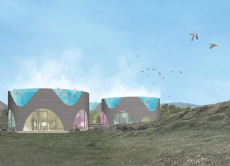 Basalt Fiber Retreat with Geothermal Heating and Thermal Baths