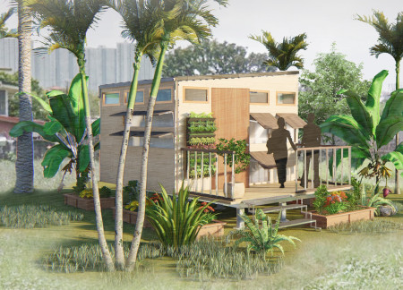 Portable Micro Home with Bamboo Structure and Abaca Mesh for Urban Living