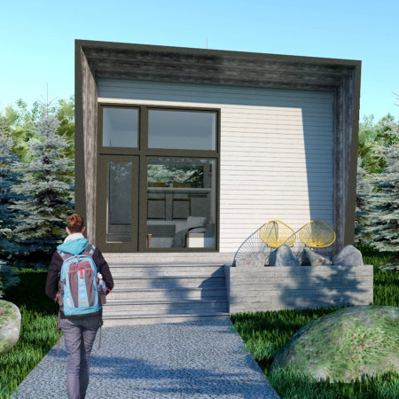 Charred Wood Cladding and Cross-Laminated Timber in a Compact Living Space