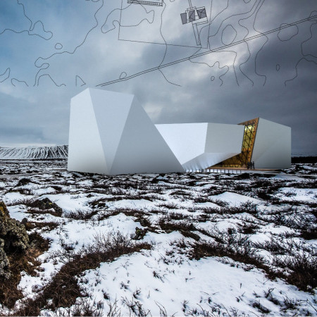 Wooden Reticles Framing Community Spaces with Volcano Views