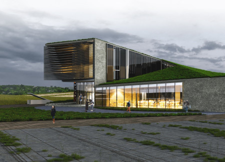 Stone Integration and Green Spaces in a Community-Focused Museum Design