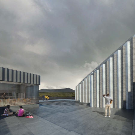 Revealing the Hidden Layers of Dark Concrete and Brick in a Volcanic Landscape Museum