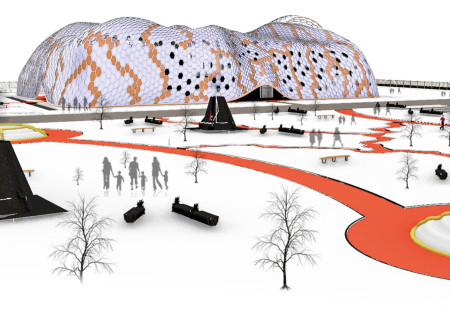 Lava Flow Paths and Local Stone Form a Community Space in Iceland