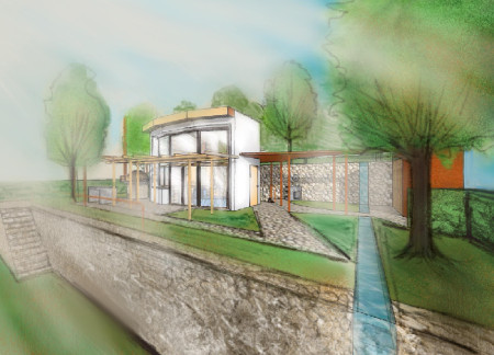 Pressed Straw Insulation and Rainwater Harvesting in a Compact Residential System