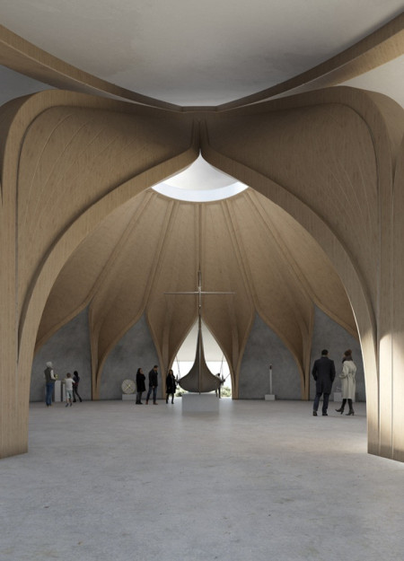 Circular Shelter Embracing Volcanic Heritage Through Undulating Roof Forms