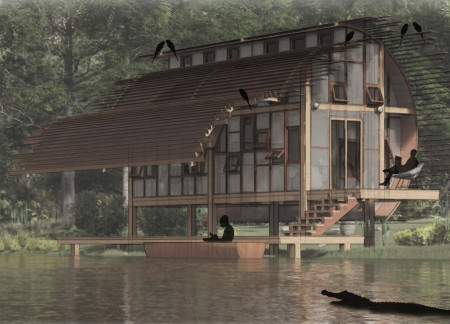 Curved Roof and Natural Ventilation in a Compact Timber Home