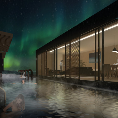 Embracing Geological Formations with Rock and Gabion Walls in a Thermal Springs Retreat