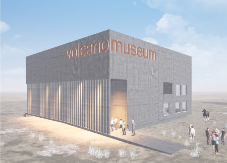 Exposed Concrete Forms Integrating Volcanic Landscapes in a Cultural Hub