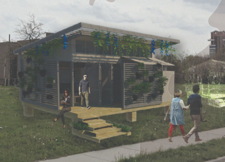 Solar Chimney and Recycled Wood Create Biophilic Microhome Experience