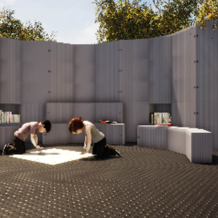 Playful Reading Pavilion Crafted from Fiber-Reinforced Polymer and Acrylic Panels