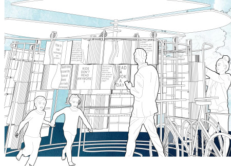 Flipped Book Facades and Solar Energy Shade in a Community Reading Space